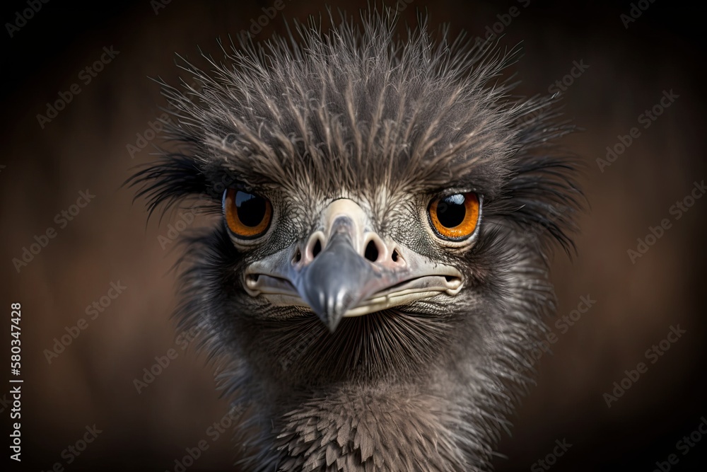 Capturing the Majestic Ostrich: A Close-Up Portrait of Africa's Flightless Bird: Generative AI