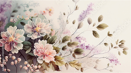 A floral background, wallpaper style, pastel colors