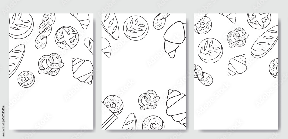 Banner or poster with bakery pastry products - rye, wheat and whole ...