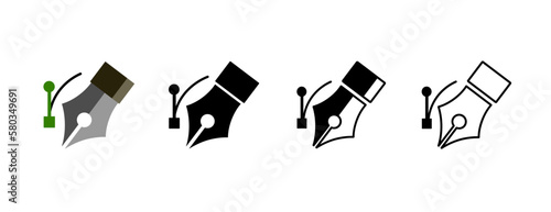 Pen ink nib icon. Fountain pen tool icon. Vector.