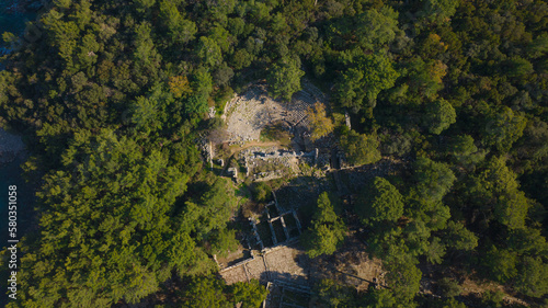 phaselis ancient city.The old ancient city in the forest and the view from the hill