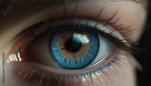 blue eye created with Generative AI Technology