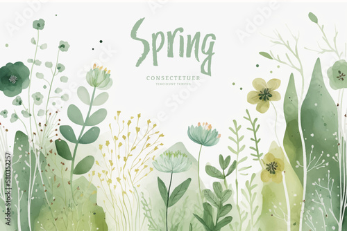 Vector watercolor spring banner