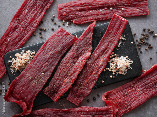 beef jerky on a plate	