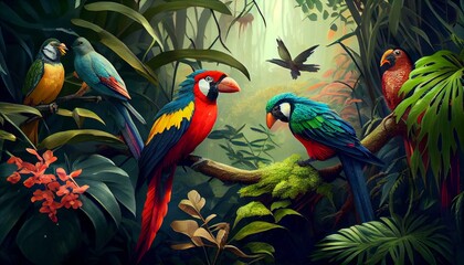 Crédence de cuisine  parrot on the tree  © Nataliya