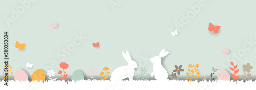 Happy Easter Card With Eggs Border