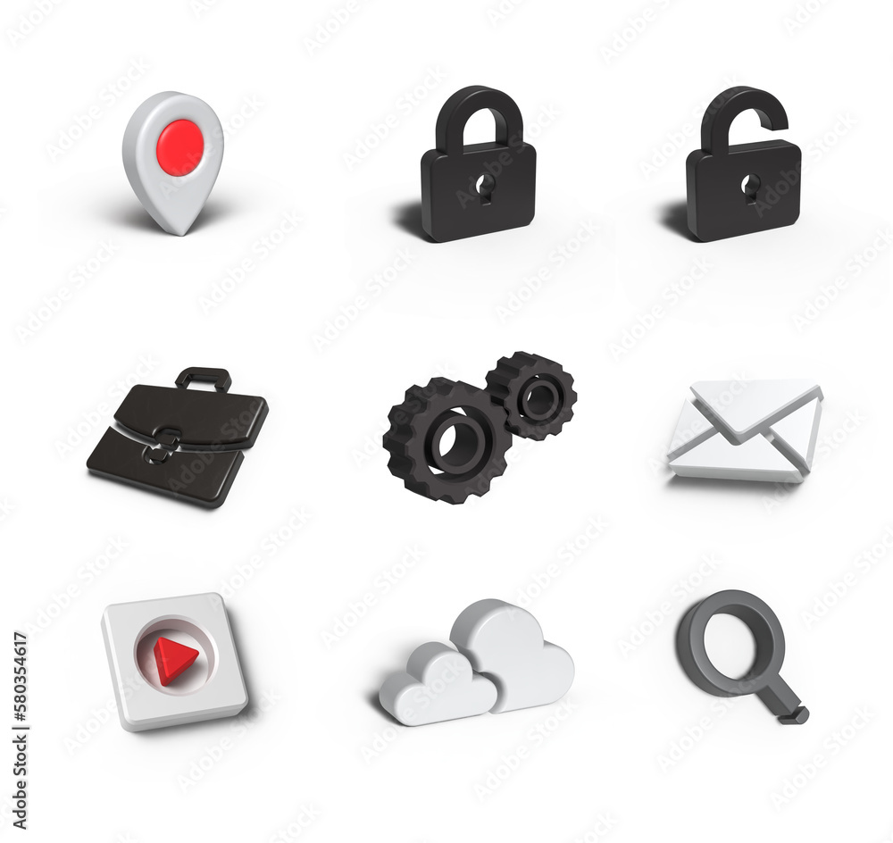3d realistic icon set for business. illustration PNG 3d realistic icon set for business. illustration PNG