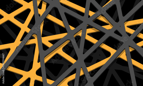 Abstract yellow grey line mesh geometric overlap on black design modern futuristic background vector