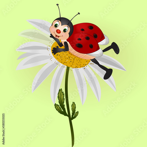 Illustration of a ladybug insect in nature