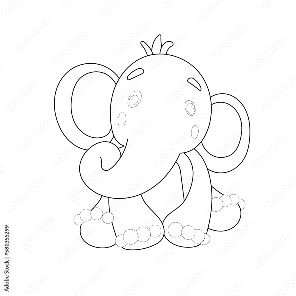 Elephant cartoon. Baby elephant. Pink elephant. Sitting posture. Elephant on a white background. line drawings. Elephant cartoon. Baby elephant. Pink elephant. Sitting posture. Elephant on a white background. line drawings.