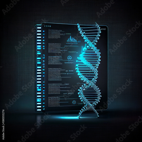 Computing electronic medical record. DNA. Digital healthcare and network connection on virtual interface  medical technology and innovation concept AI generated