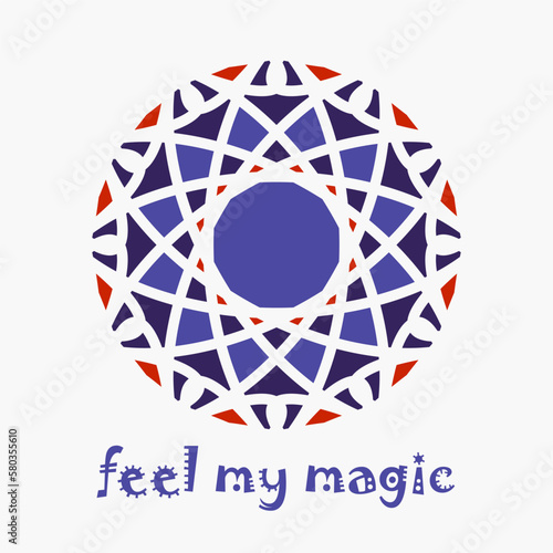 Asian ornamental emblem. Oriental geometric logo template. Vector arabic circular mosaic mandala