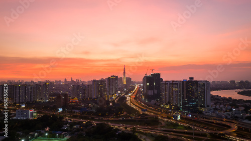 sunset in Ho Chi Minh City , Viet Nam photo