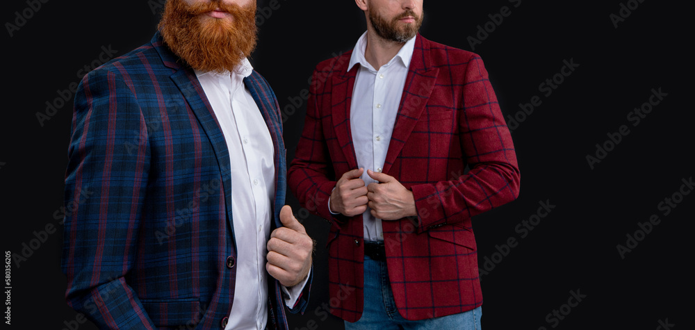 Fototapeta premium cropped view of stylish men at studio. stylish men on background. photo of stylish men
