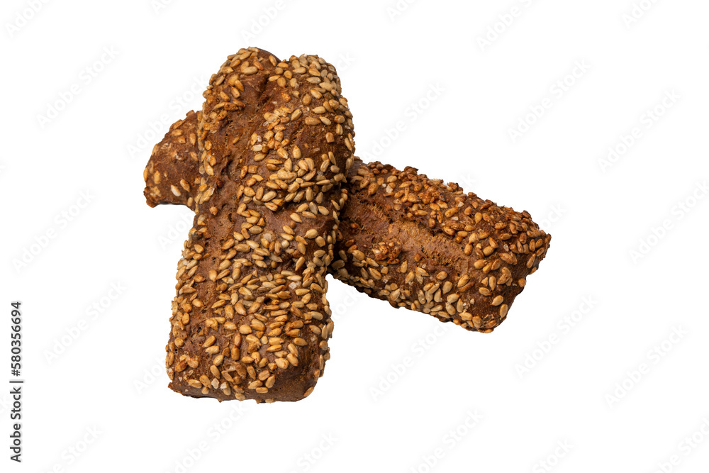 Loaf of bread with sunflower seeds isolated on a white background. Loaf of bread with sunflower seeds isolated on a white background.