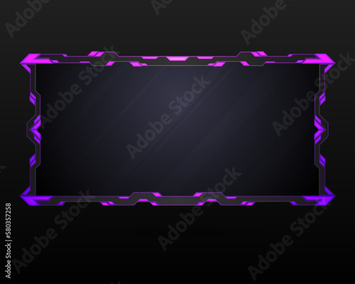 Futuristic live stream overlay game interface screen panel template for webcam video broadcast