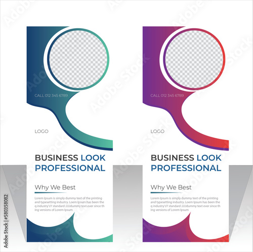 Roll up business banner template two color vector design