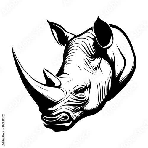 head of rhinoceros vector illustration, rhinoceros logo 