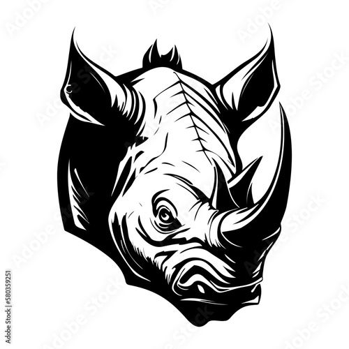 head of rhinoceros vector illustration, rhinoceros logo 