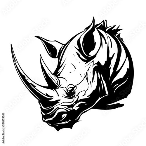 head of rhinoceros vector illustration, rhinoceros logo 