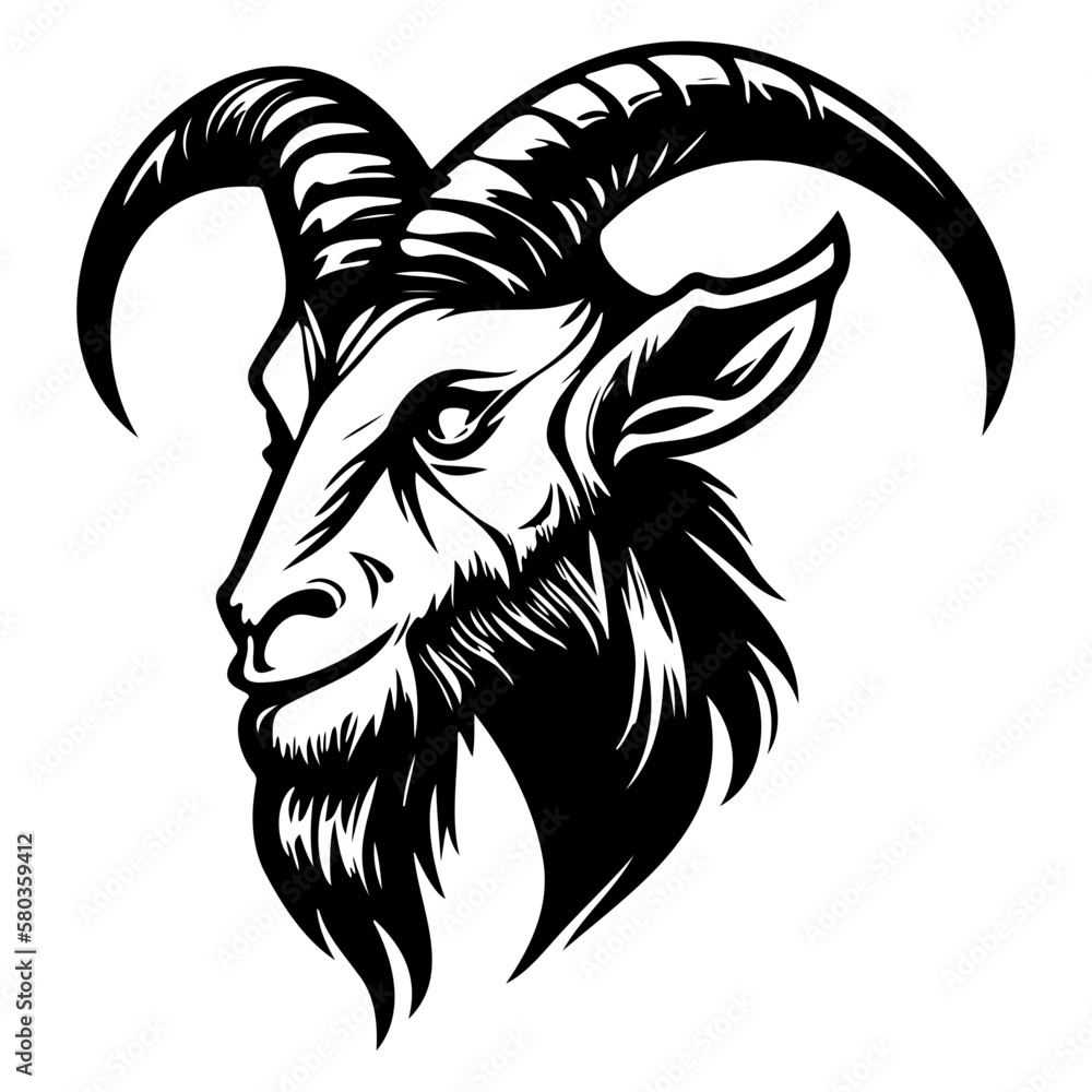 Obraz premium head of goat vector illustration, goat logo 