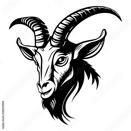 head of goat vector illustration, goat logo 