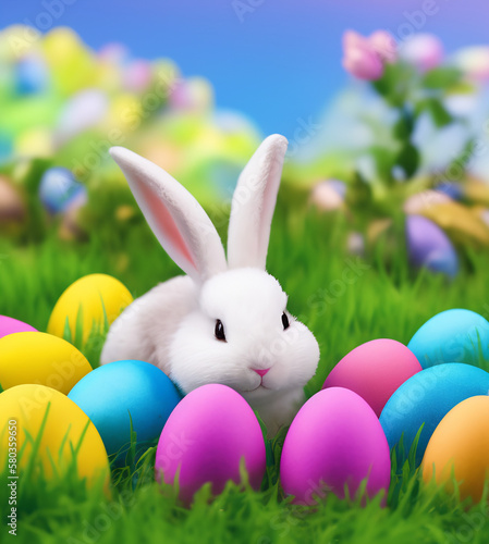 easter bunny and easter eggs © JeanCarlos