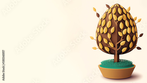 Easter Concept with Decorative Egg Tree.