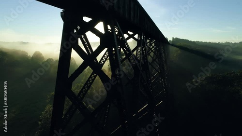 Aerial Clip of the Tulip Trestle Historic Railroad Bridge Indiana