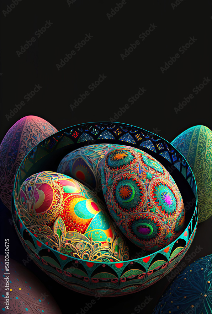 Easter Concept with Colourful Eggs.