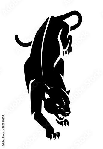 Black Panther Crawling  Minimalist Illustration