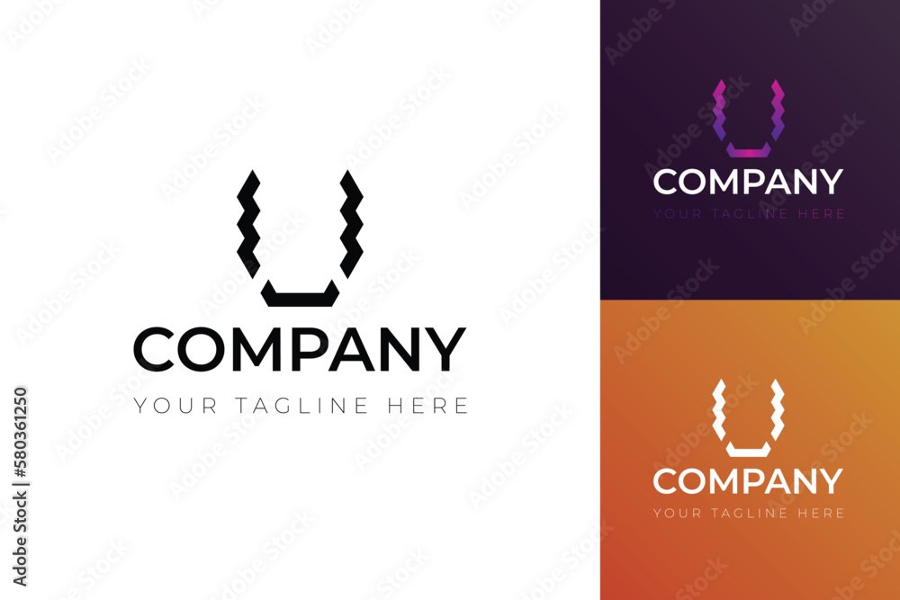 U letter logo for business in different concept, company startup or corporation identity, logo vector for Company.