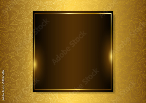 Luxurious golden leaves pattern with square frame