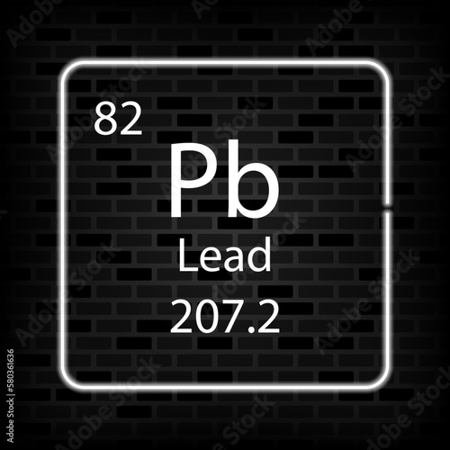 Lead neon symbol. Chemical element of the periodic table. Vector illustration.