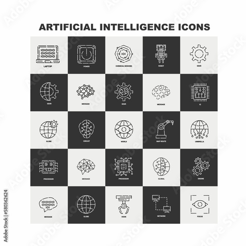 set vector icons about artificial intelligence