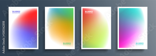 Set of blurred backgrounds with soft color gradients. Abstract graphic templates collection for brochure covers, posters and flyers. Vector illustration.