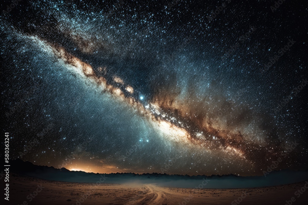 Obraz premium grainy long exposure image of the milky way. Generative AI