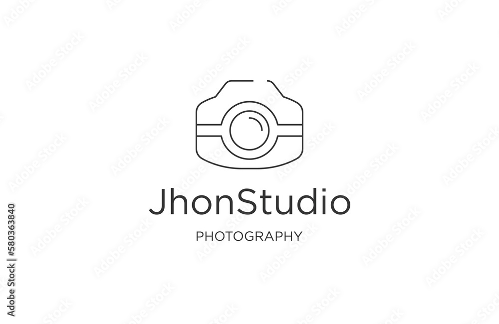 Camera photography line art logo icon design template flat vector Camera photography line art logo icon design template flat vector