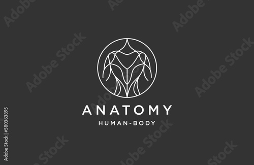 Anatomy line logo icon design template flat vector
