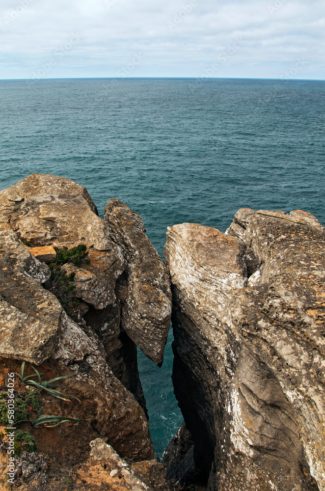Coast of Portugal, cliffs in the Atlantic Ocean
