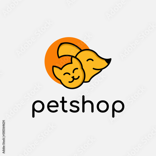 cute cat and dog logo for pet shop and veterinary clinic