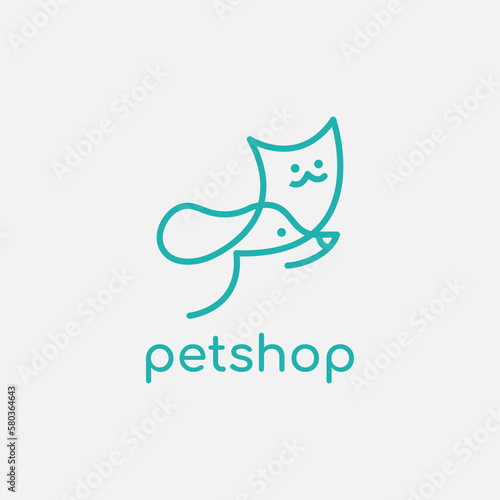 clean cat and dog logo for petshop and veterinary clinic