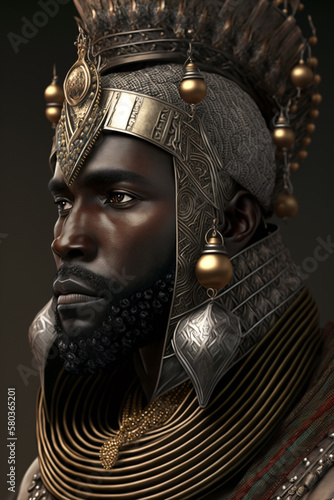 African king portrait. Generative AI.