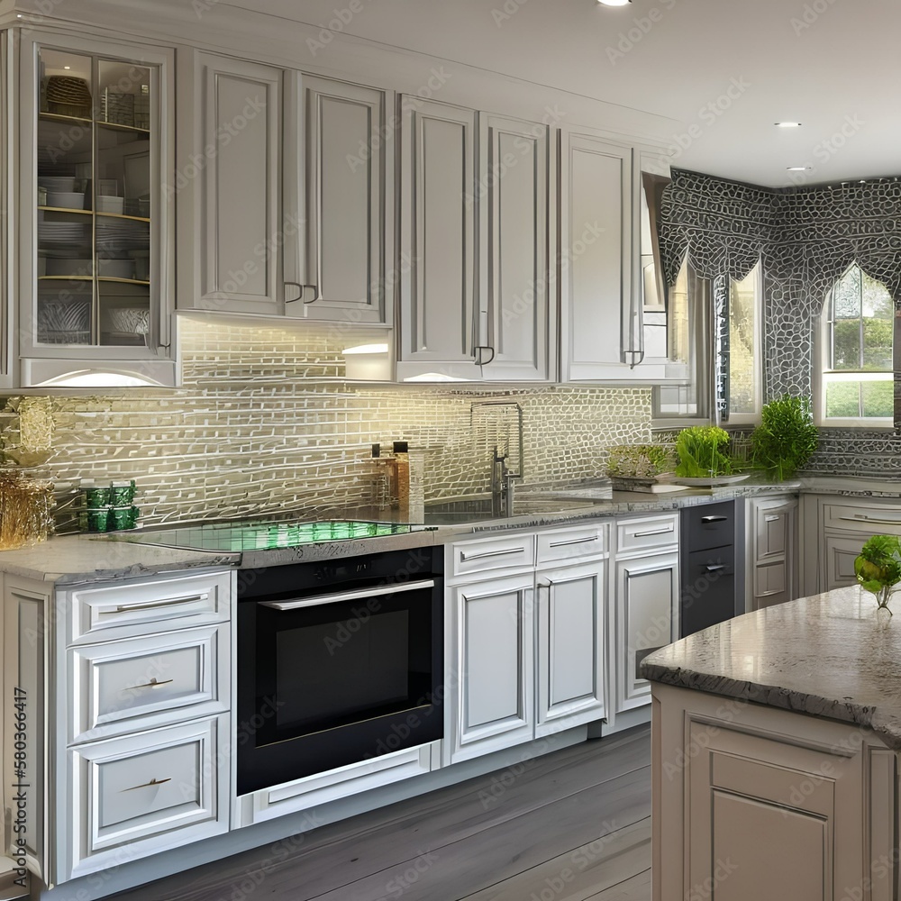 17 A Galley Kitchen With White Cabinets And Green Accents 2 Generative   1000 F 580366417 OAs4y0KHVIB2JIETGR6fLHb8CGdzbpT1 