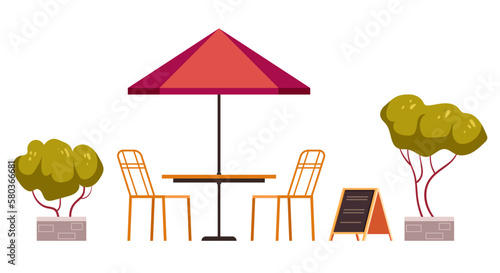 Outdoor terrace cafe isolated design element concept. Vector graphic design illustration 