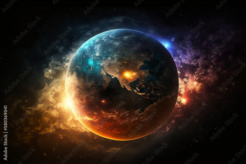 Abstract Space Background With Earth, Earth In Space Abstract Background, Generative Ai