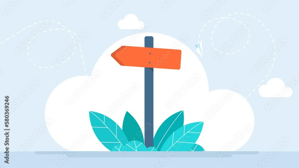 Direction sign post with one red arrow. Signpost choice to choose a ...