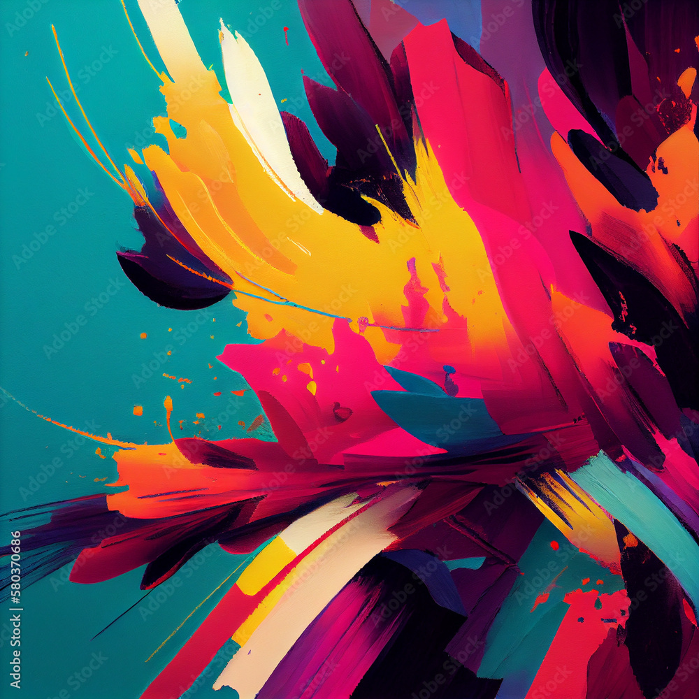 Abstract Painting with Bold Brushstrokes and Vibrant Color Palette