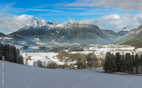 Wintery Montain Range in Tyrol, Saalfelden, Austria