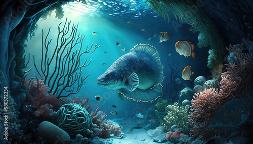 Underwater, Wallpaper, Background, Generative AI, Illustration